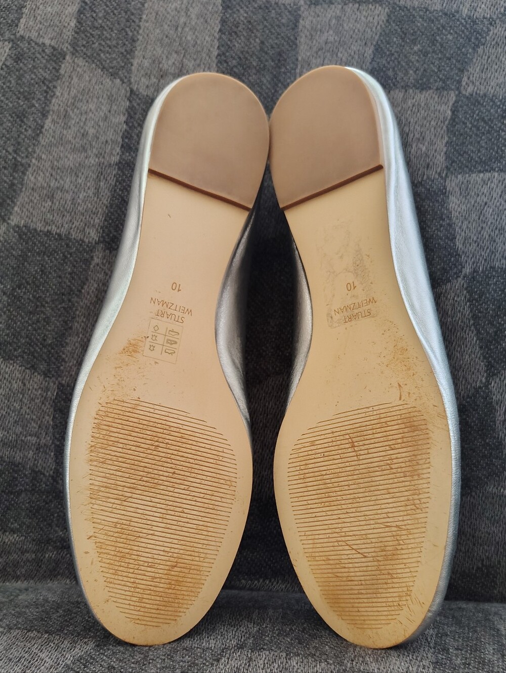 Stuart Weitzman Silver Metallic Ballet Flats, Size 10 - Picture 7 of 9